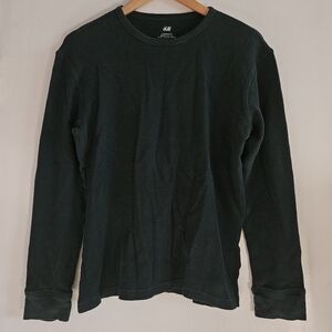 H&M Men's Hunter Green Regular Fit Crew Neck Long Sleeve Top Size Large